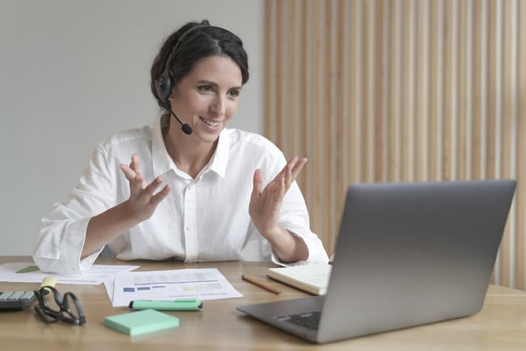Claims representative following up by video call